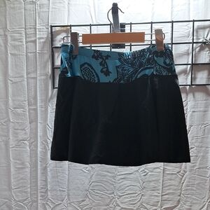 Floral Black and Blue Women's Swimming Skirt